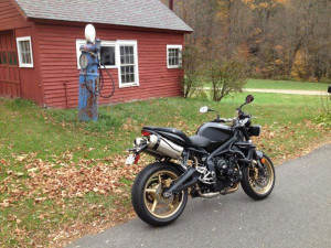 The Street Triple is serving duty as both a track bike and a street bike. It's great on gas.