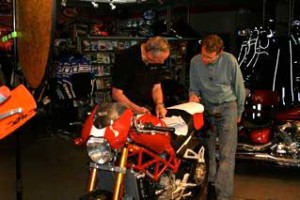 Dan Kennedy and I discuss the video script in the "studio" Valley Motorsports, Northampton, MA.