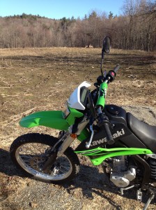 Three deer came by for a closer look at the Green KLX.